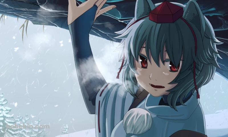 雪景色と犬走椛 / 冬 / 東方の壁紙(800px x 480px) 高画質 PC・デスクトップ用