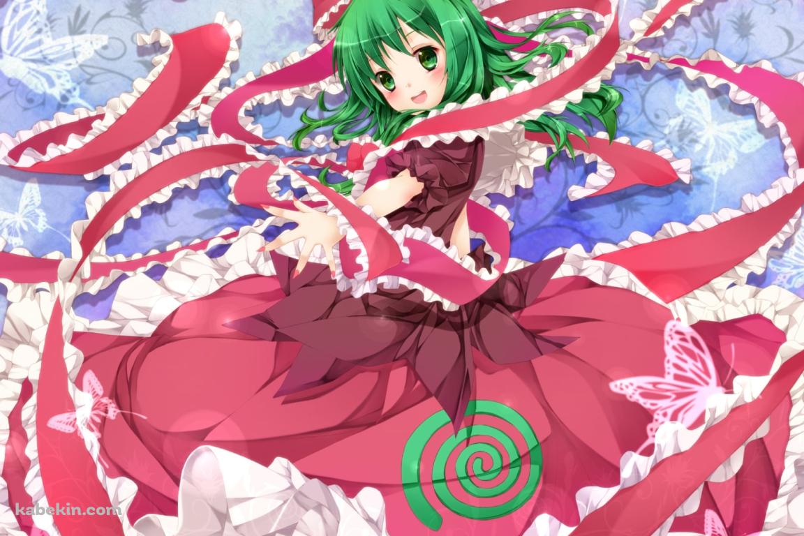 ピンクのドレスを着た笑顔の鍵山雛 / 東方の壁紙(1152px x 768px) 高画質 PC・デスクトップ用