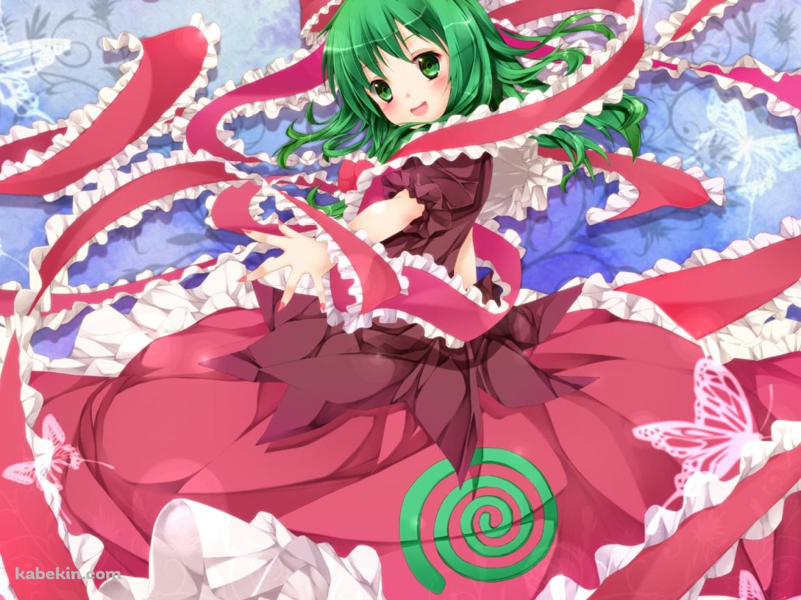 ピンクのドレスを着た笑顔の鍵山雛 / 東方の壁紙(1152px x 864px) 高画質 PC・デスクトップ用