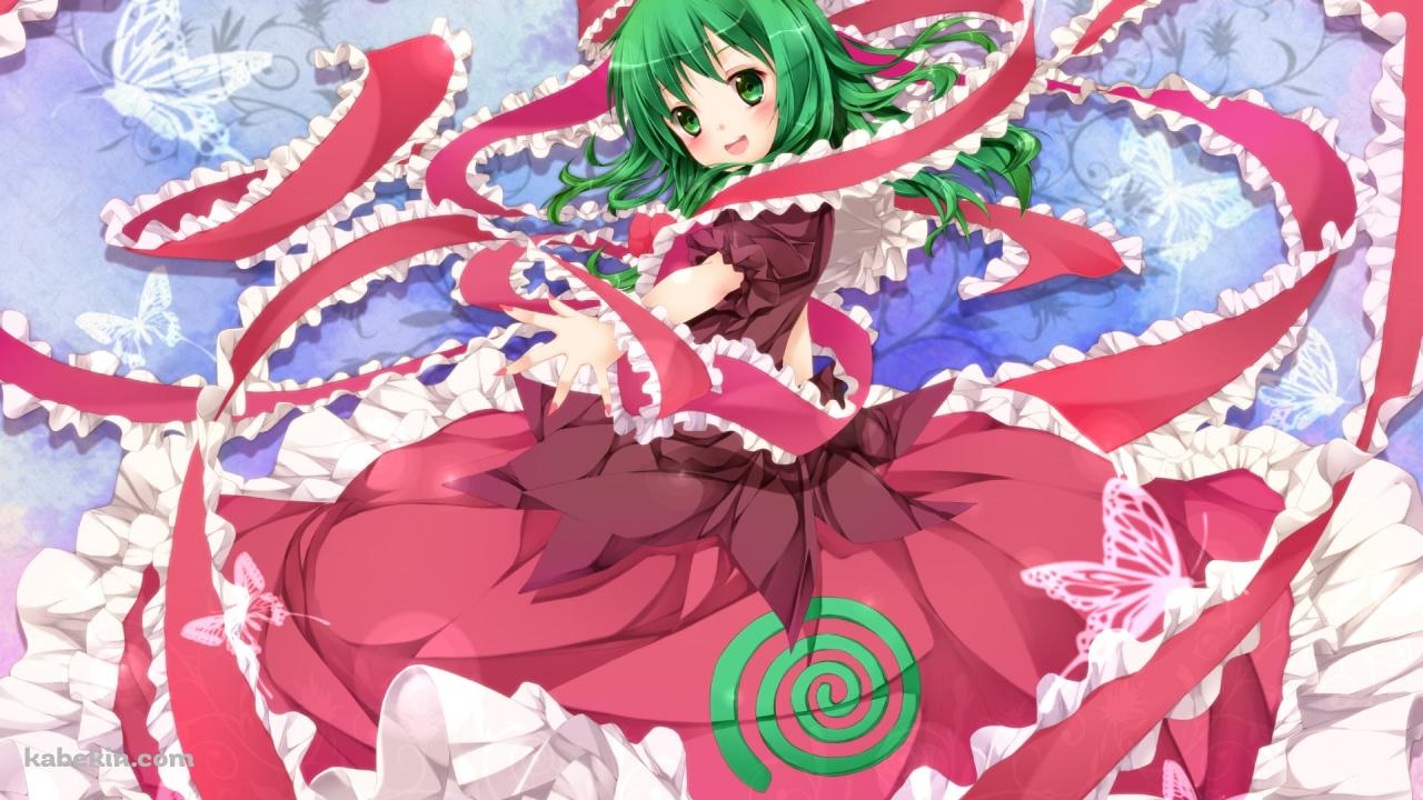 ピンクのドレスを着た笑顔の鍵山雛 / 東方の壁紙(1280px x 720px) 高画質 PC・デスクトップ用