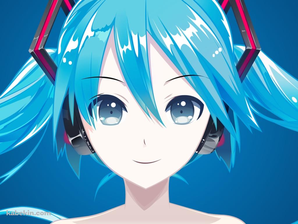 艶やかな青い髪の初音ミク / ボーカロイドの壁紙(1024px x 768px) 高画質 PC・デスクトップ用