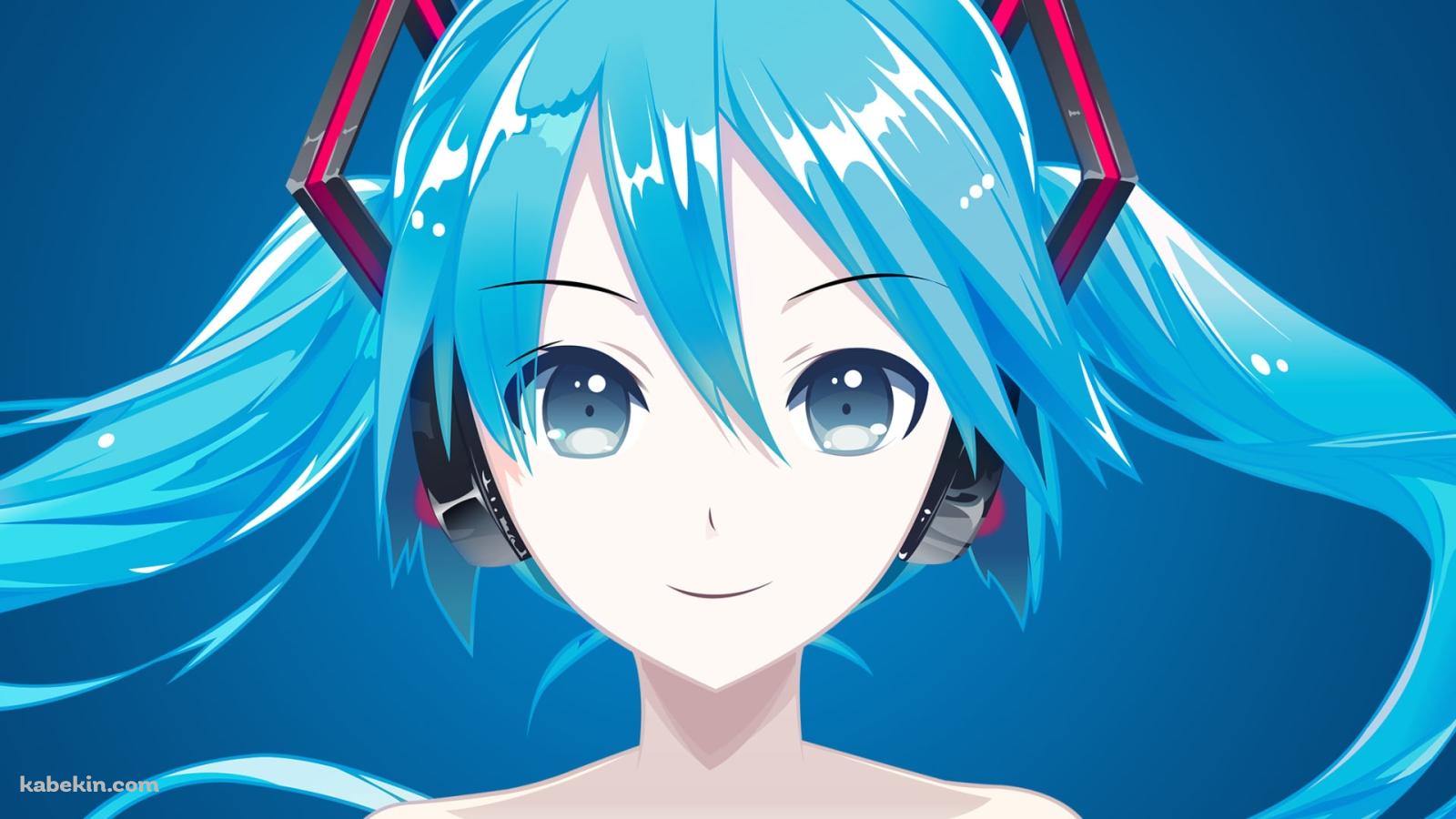 艶やかな青い髪の初音ミク / ボーカロイドの壁紙(1600px x 900px) 高画質 PC・デスクトップ用