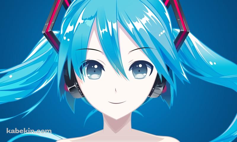 艶やかな青い髪の初音ミク / ボーカロイドの壁紙(800px x 480px) 高画質 PC・デスクトップ用