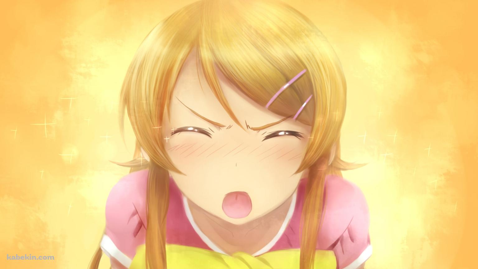 あっかんべーをする高坂桐乃 / 俺の妹がこんなに可愛いわけがないの壁紙(1536px x 864px) 高画質 PC・デスクトップ用