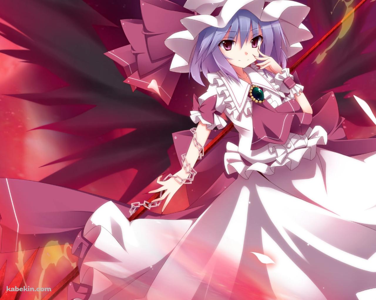 手に鎖を巻いて赤い槍を持つレミリア・スカーレット / 東方の壁紙(1280px x 1024px) 高画質 PC・デスクトップ用