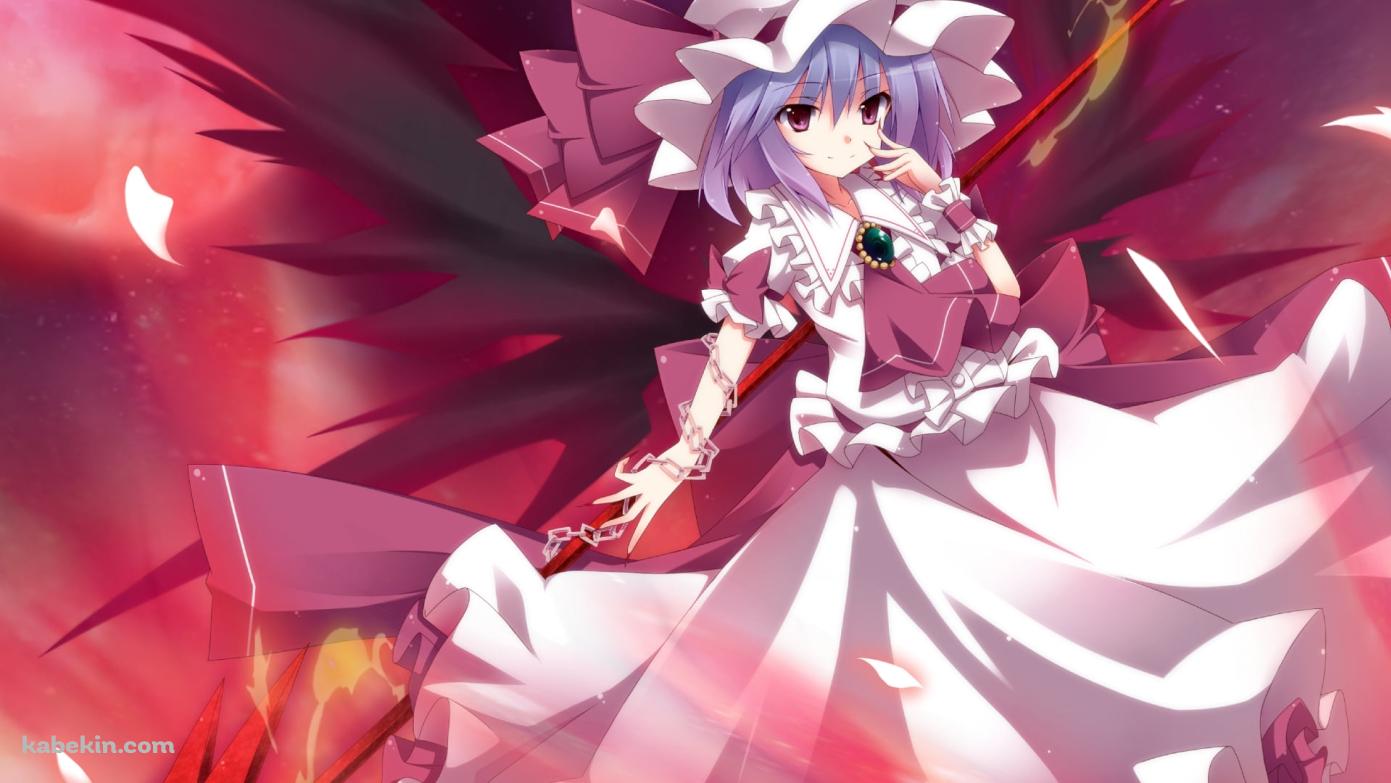 手に鎖を巻いて赤い槍を持つレミリア・スカーレット / 東方の壁紙(1391px x 783px) 高画質 PC・デスクトップ用