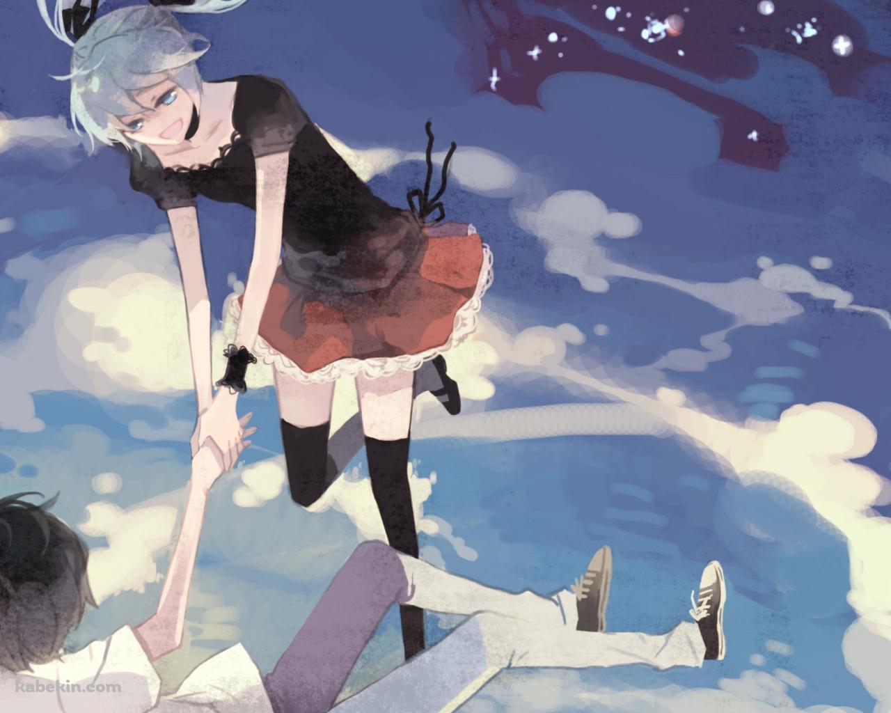 男の手を引っ張る初音ミク / ボーカロイドの壁紙(1280px x 1024px) 高画質 PC・デスクトップ用