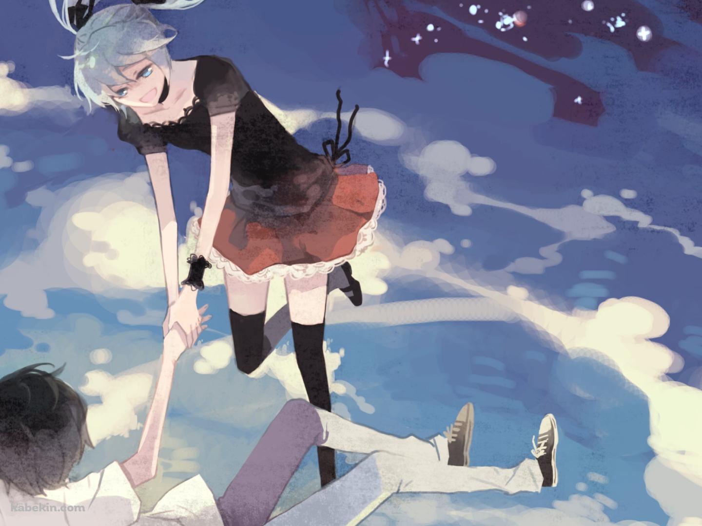 男の手を引っ張る初音ミク / ボーカロイドの壁紙(1440px x 1080px) 高画質 PC・デスクトップ用