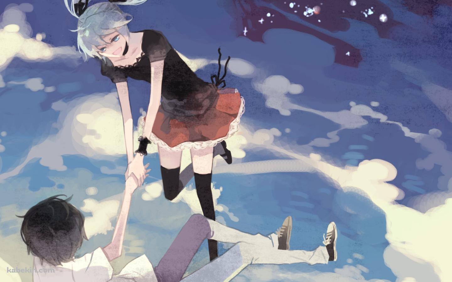 男の手を引っ張る初音ミク / ボーカロイドの壁紙(1440px x 900px) 高画質 PC・デスクトップ用