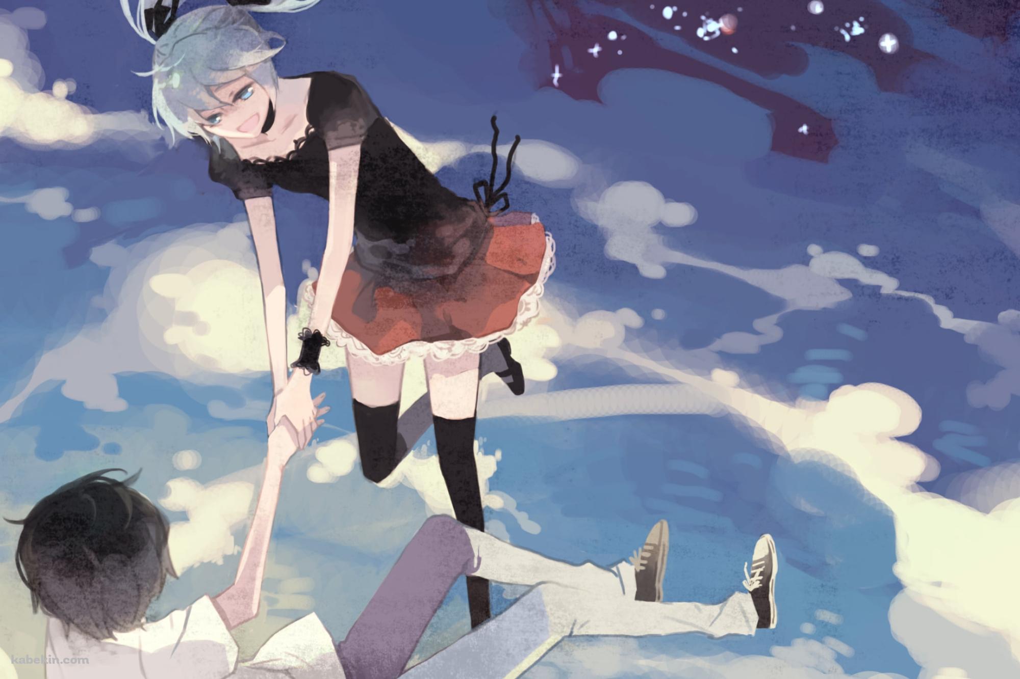 男の手を引っ張る初音ミク / ボーカロイドの壁紙(2000px x 1333px) 高画質 PC・デスクトップ用