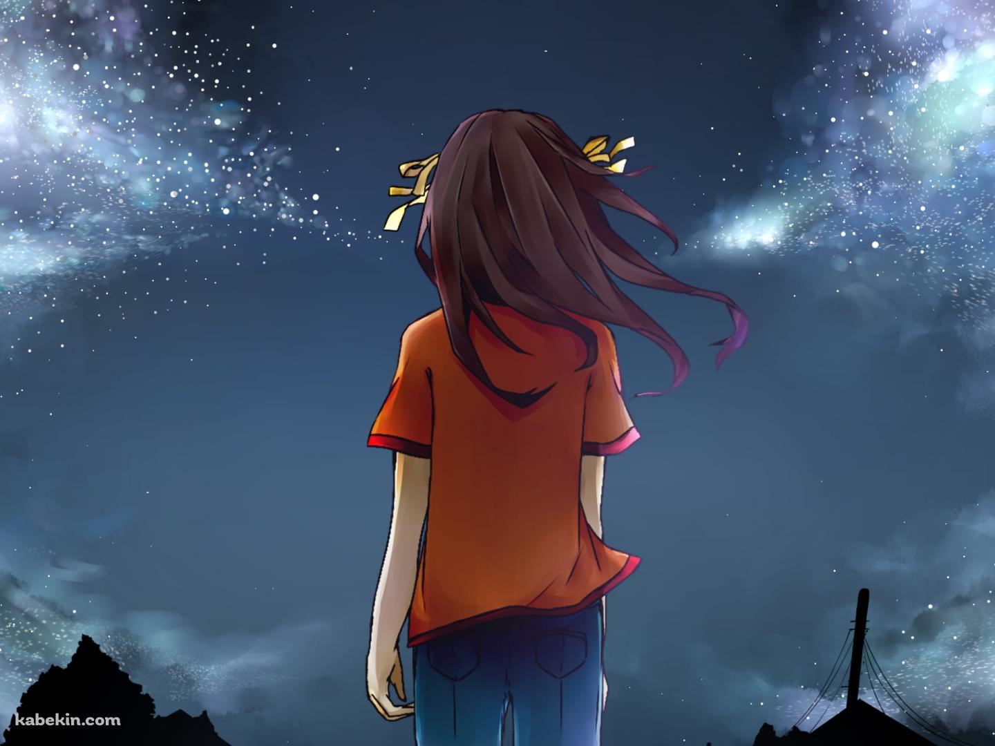星空と涼宮ハルヒの後ろ姿 / 涼宮ハルヒの憂鬱の壁紙(1440px x 1080px) 高画質 PC・デスクトップ用