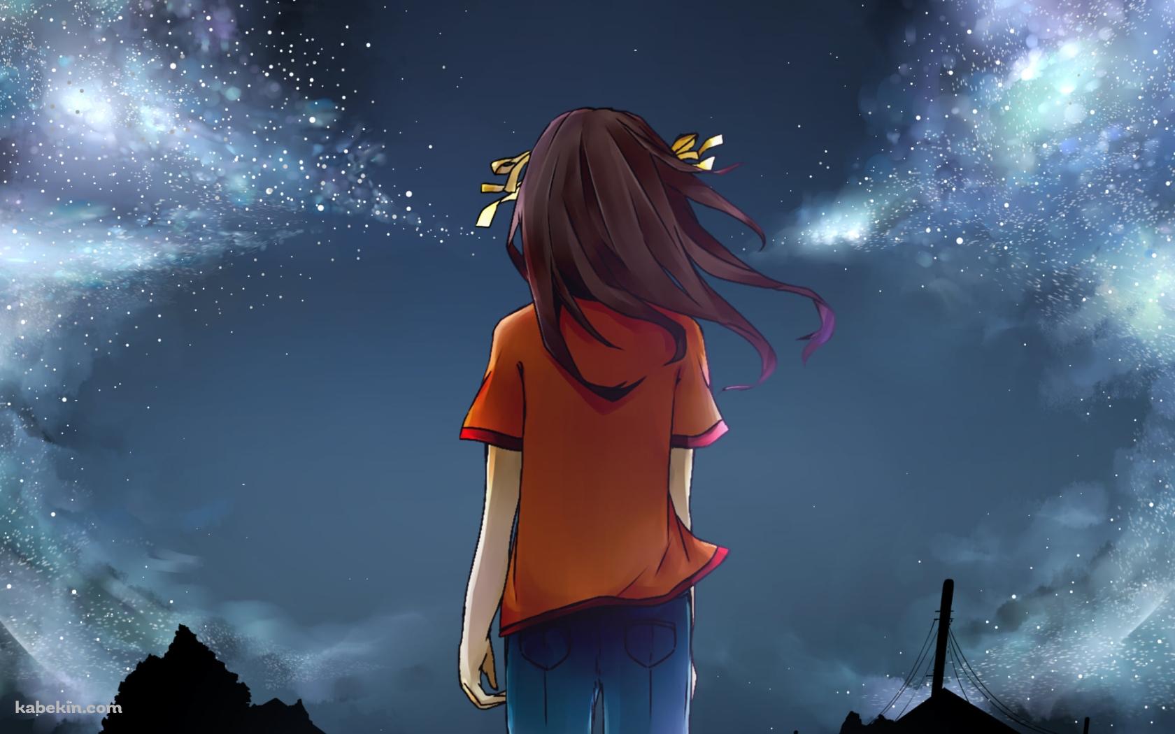 星空と涼宮ハルヒの後ろ姿 / 涼宮ハルヒの憂鬱の壁紙(1680px x 1050px) 高画質 PC・デスクトップ用