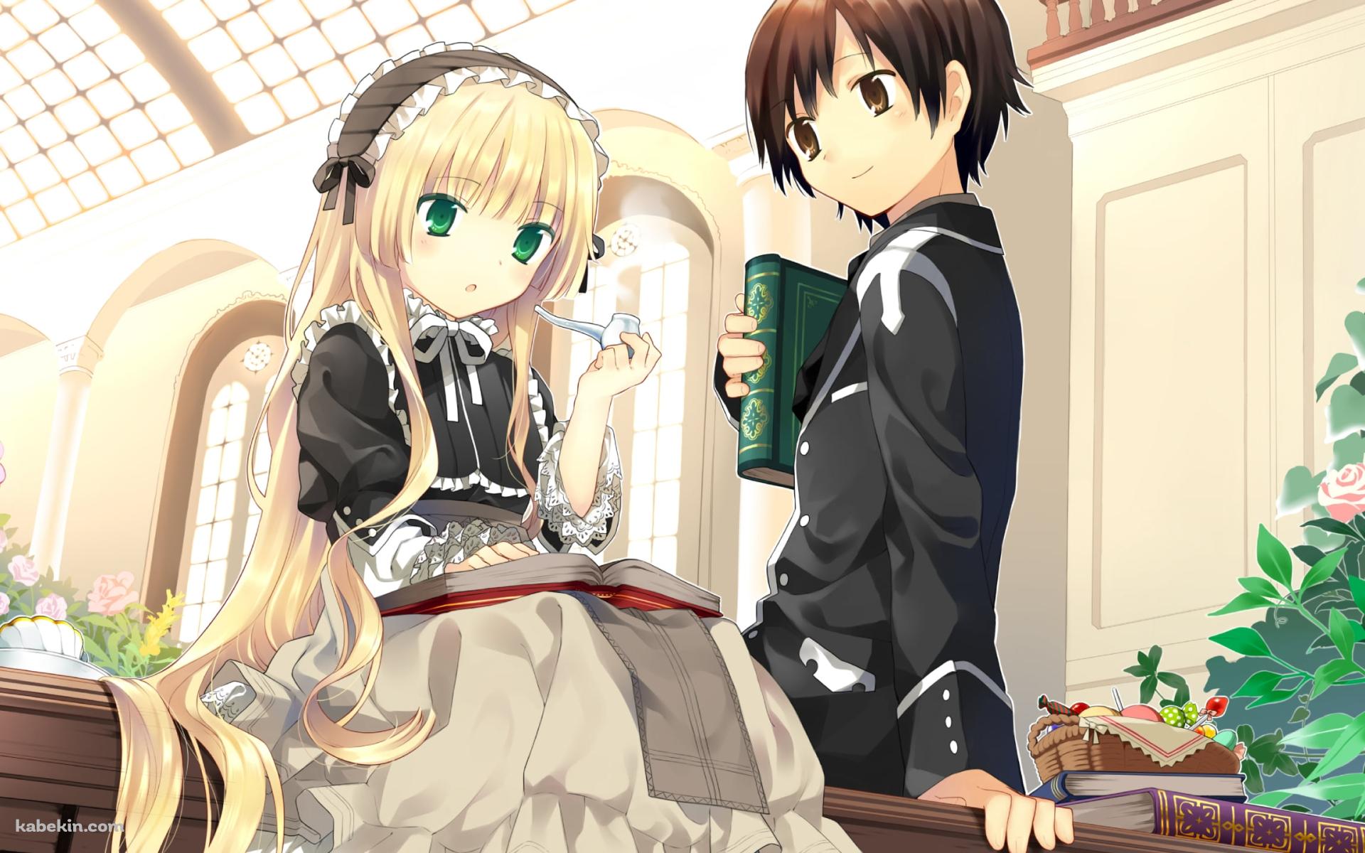 机の上に座る久城 一弥とヴィクトリカ・ド・ブロワ / GOSICK -ゴシック-の壁紙(1920px x 1200px) 高画質 PC・デスクトップ用