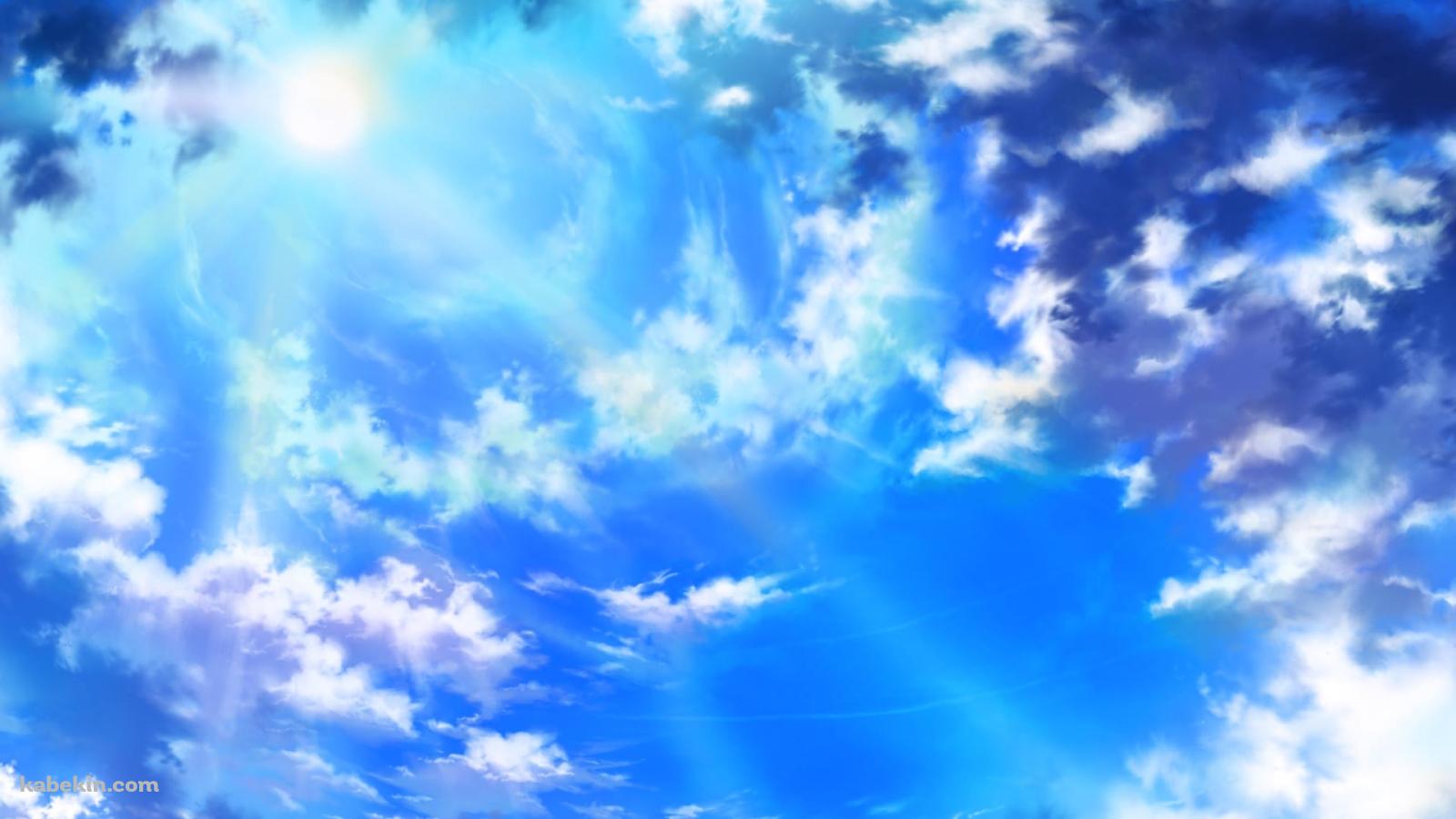 明るい太陽の光と青空の壁紙(1600px x 900px) 高画質 PC・デスクトップ用