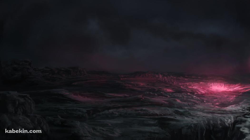 ピンクに光る溶岩 / 活火山の壁紙(1051px x 591px) 高画質 PC・デスクトップ用