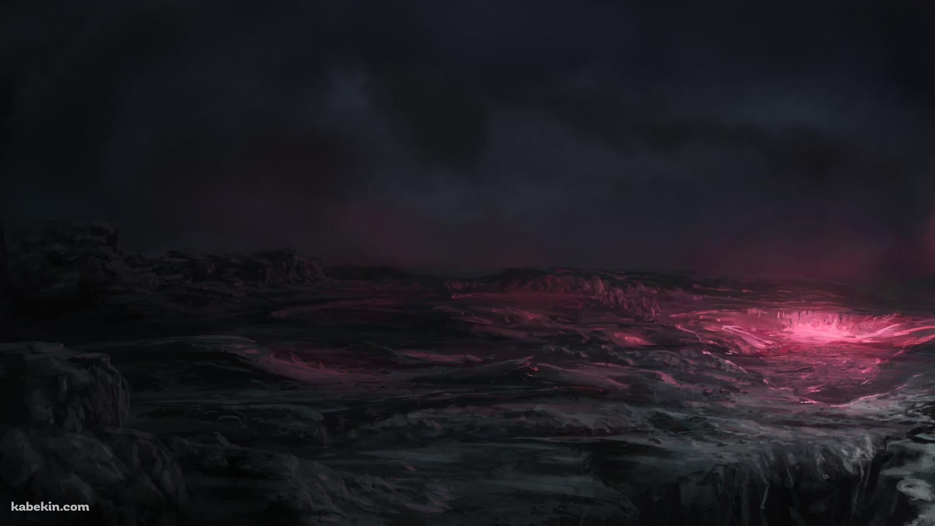 ピンクに光る溶岩 / 活火山の壁紙(1829px x 1029px) 高画質 PC・デスクトップ用