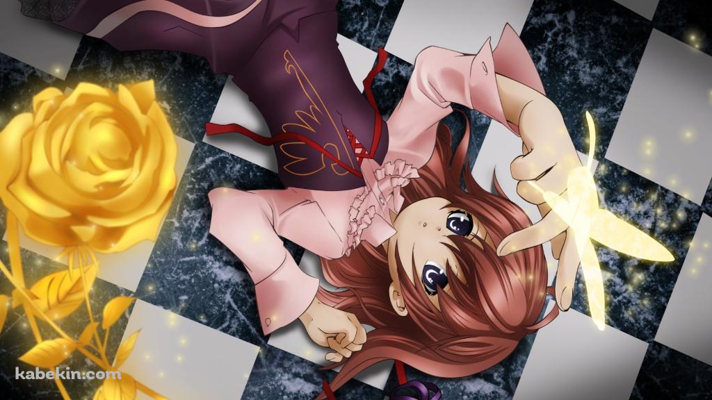 金色の蝶と薔薇と右代宮真里亞 / うみねこのなく頃にの壁紙(1024px x 576px) 高画質 PC・デスクトップ用