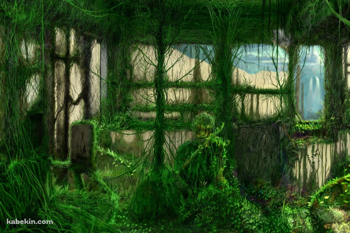 緑の苔むした部屋 / 大仏の壁紙(1152px x 768px) 高画質 PC・デスクトップ用