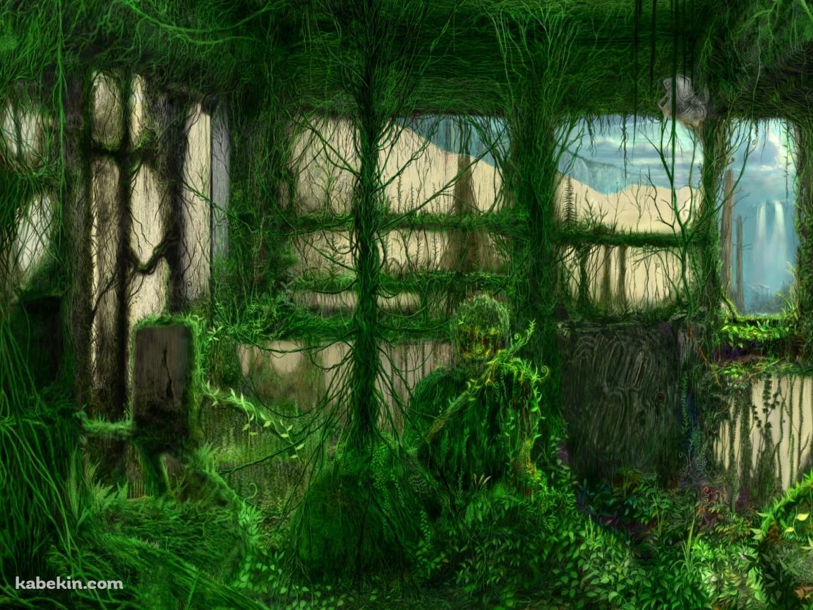 緑の苔むした部屋 / 大仏の壁紙(1152px x 864px) 高画質 PC・デスクトップ用