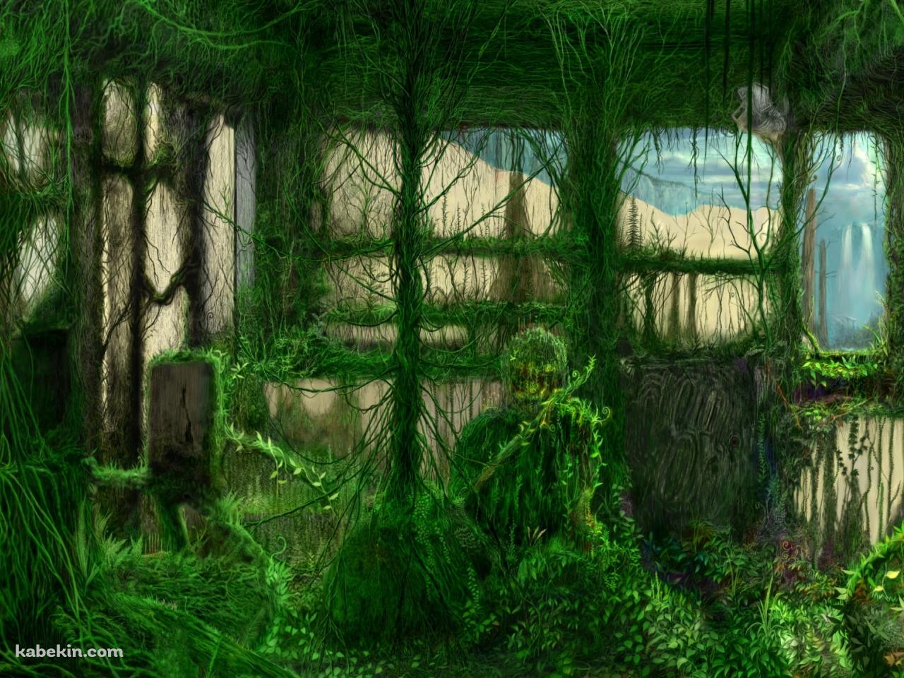 緑の苔むした部屋 / 大仏の壁紙(1280px x 960px) 高画質 PC・デスクトップ用