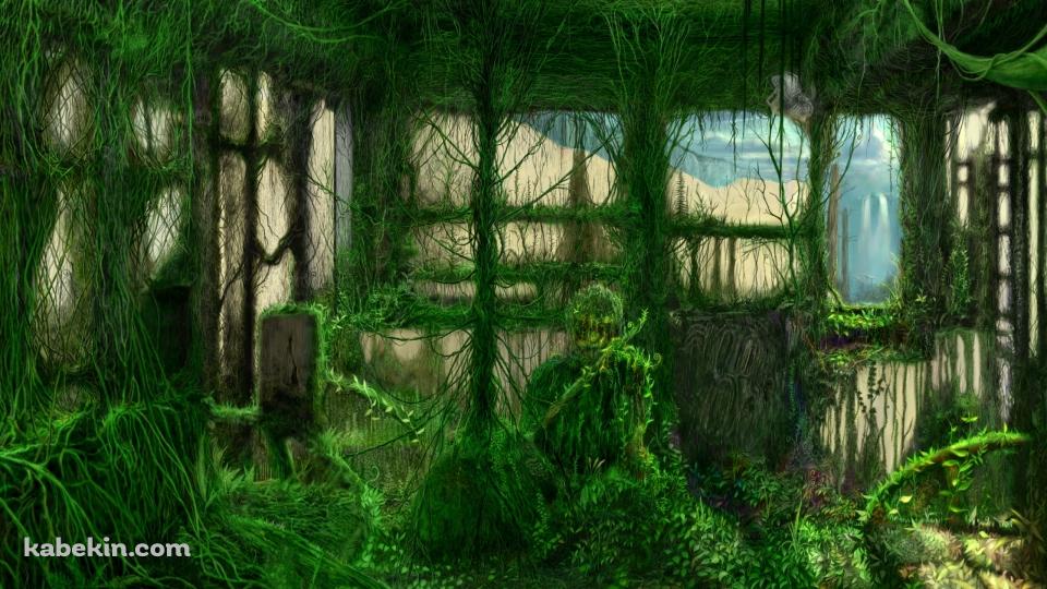 緑の苔むした部屋 / 大仏の壁紙(960px x 540px) 高画質 PC・デスクトップ用