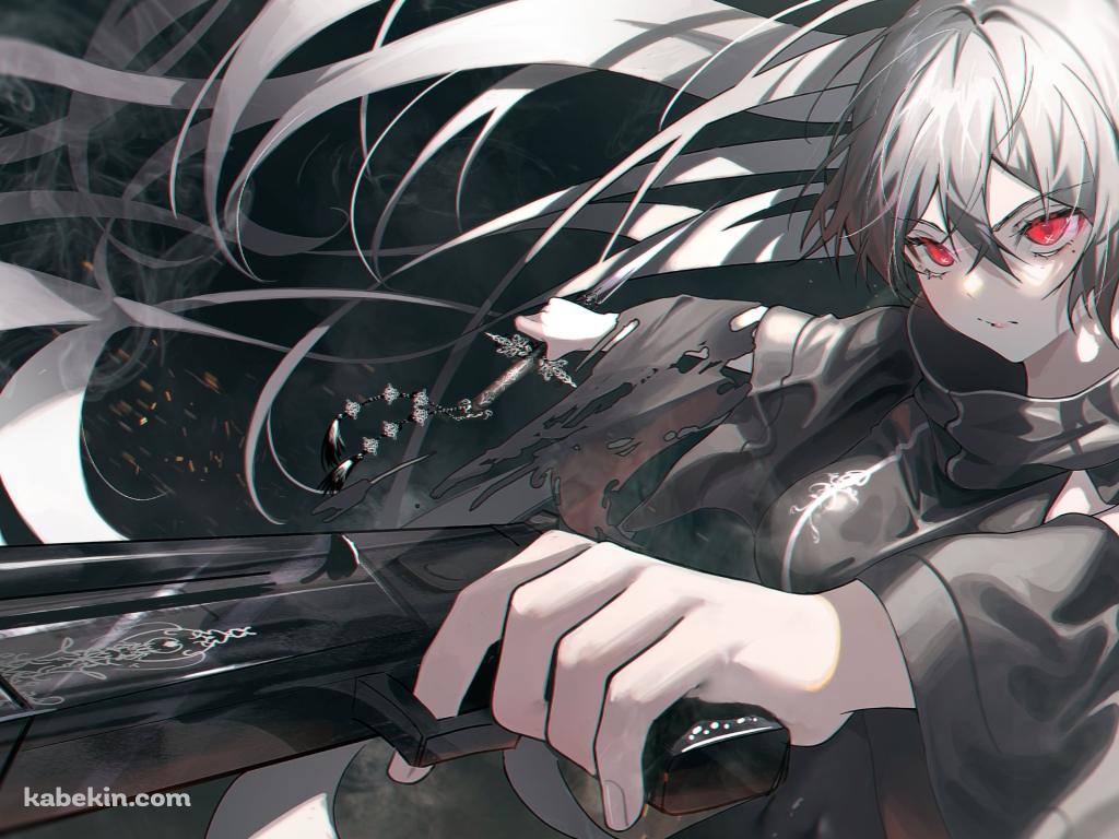 黒い銃を持つかっこいい女性の壁紙(1024px x 768px) 高画質 PC・デスクトップ用