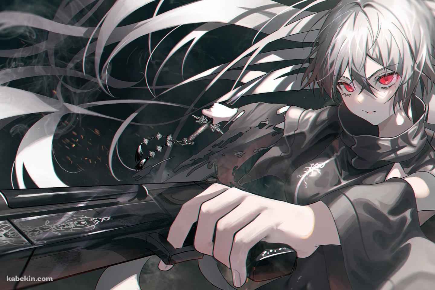 黒い銃を持つかっこいい女性の壁紙(1440px x 960px) 高画質 PC・デスクトップ用