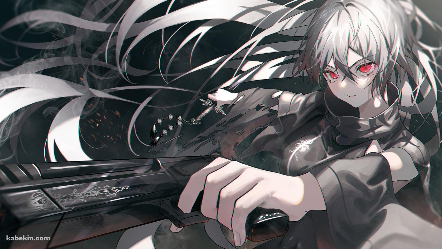黒い銃を持つかっこいい女性の壁紙(1536px x 864px) 高画質 PC・デスクトップ用