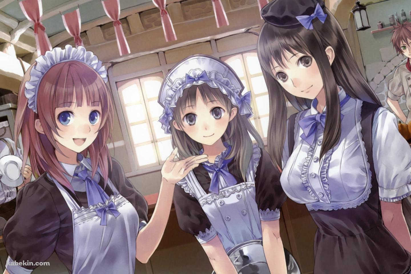 メイド姿のロロライナ・フリクセル / ツェツィーリア・ヘルモルト / イクセル・ヤーン / ゲラルド・コーネフ / アトリエシリーズの壁紙(1440px x 960px) 高画質 PC・デスクトップ用