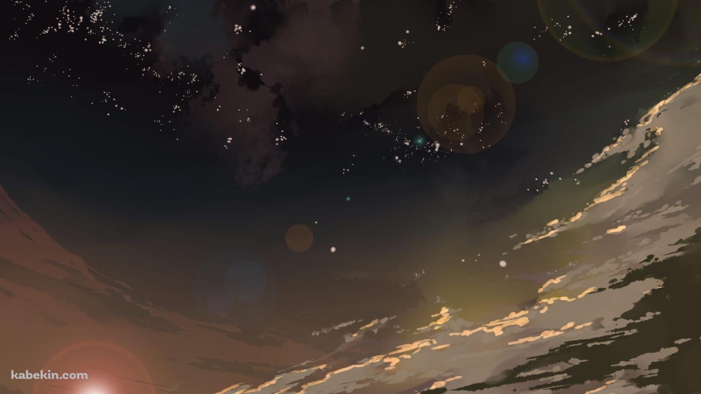 夜の暗い空と星空の壁紙(1391px x 783px) 高画質 PC・デスクトップ用