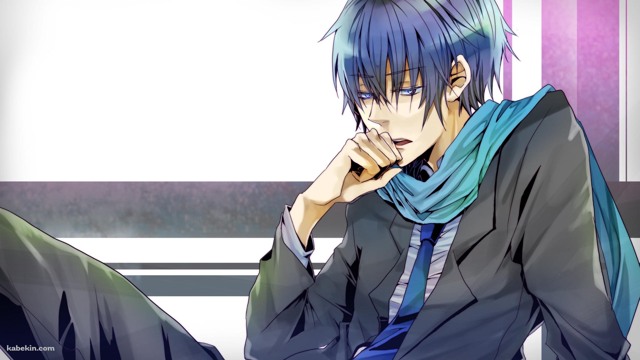 口に手をあてるKAITO / ボーカロイドの壁紙(2048px x 1152px) 高画質 PC・デスクトップ用