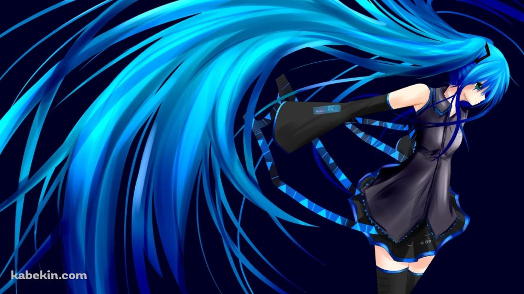 青いロングヘア―の初音ミク / 横向き / ボカロの壁紙(1051px x 591px) 高画質 PC・デスクトップ用