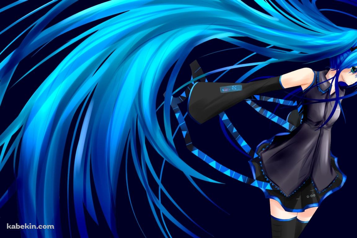 青いロングヘア―の初音ミク / 横向き / ボカロの壁紙(1152px x 768px) 高画質 PC・デスクトップ用