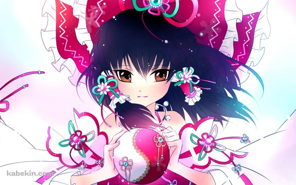 ピンクと白の毬を持つ博麗霊夢 / 東方の壁紙(960px x 600px) 高画質 PC・デスクトップ用