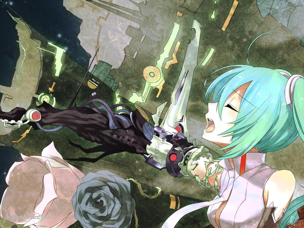手が黒い草木化している初音ミク / ボーカロイドの壁紙(1024px x 768px) 高画質 PC・デスクトップ用