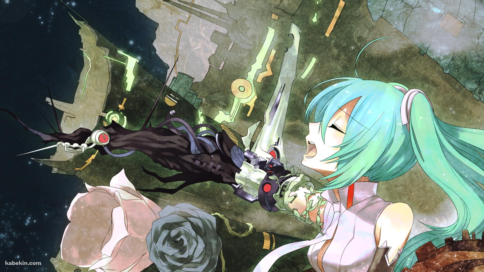 手が黒い草木化している初音ミク / ボーカロイドの壁紙(2048px x 1152px) 高画質 PC・デスクトップ用