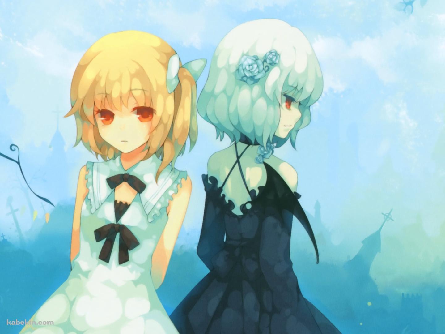 柔らかいタッチで描かれたフランドール・スカーレットとレミリア・スカーレット / 東方の壁紙(1440px x 1080px) 高画質 PC・デスクトップ用