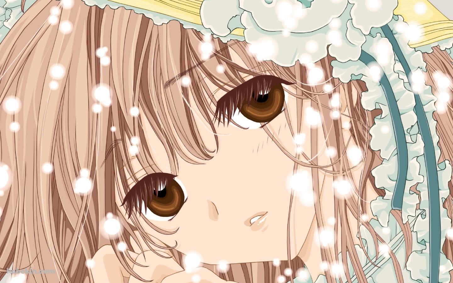 白い光とこちらを見つめる花戸 小鳩 / こばと。の壁紙(1440px x 900px) 高画質 PC・デスクトップ用