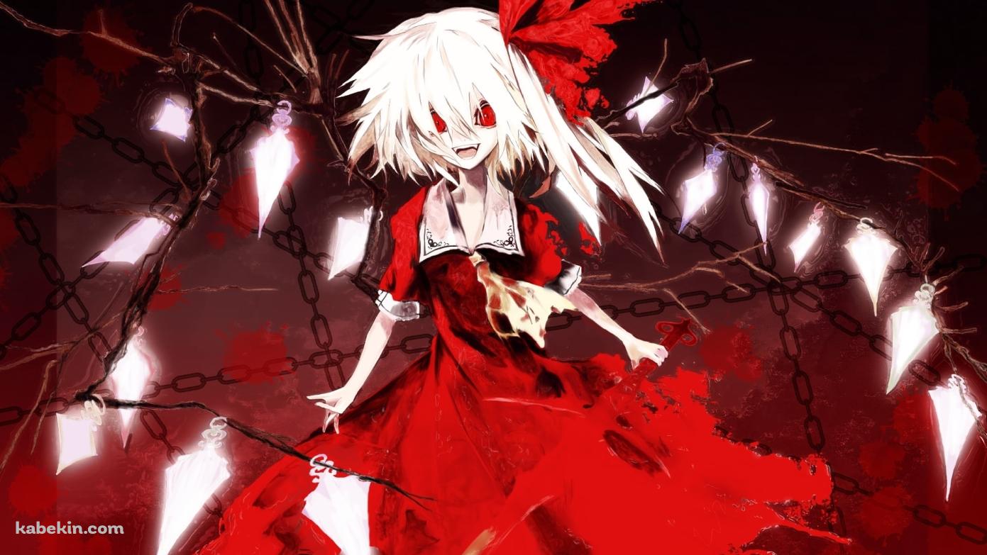 凄みのある表情のフランドール・スカーレット / 東方の壁紙(1391px x 783px) 高画質 PC・デスクトップ用