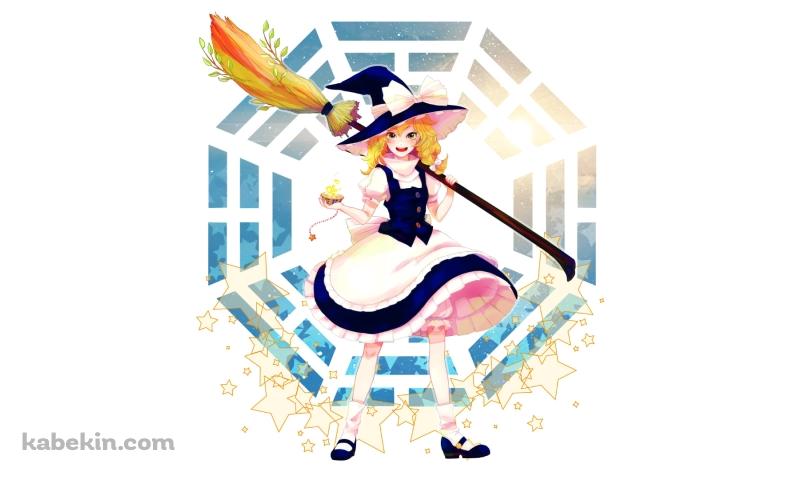 ホウキを担ぐ笑顔の霧雨魔理沙 / 東方の壁紙(800px x 480px) 高画質 PC・デスクトップ用
