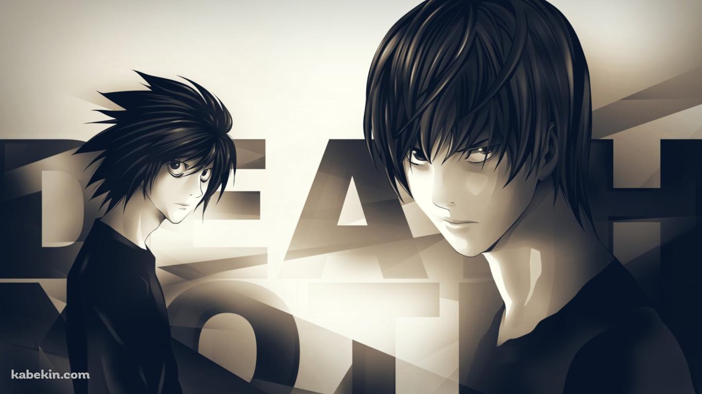 夜神月とL / DEATH NOTE / デスノート / モノクロの壁紙(1366px x 768px) 高画質 PC・デスクトップ用