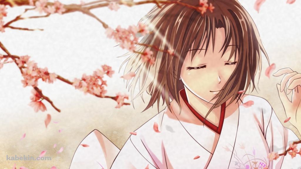 桜の花と両儀式 / 空の境界の壁紙(1024px x 576px) 高画質 PC・デスクトップ用
