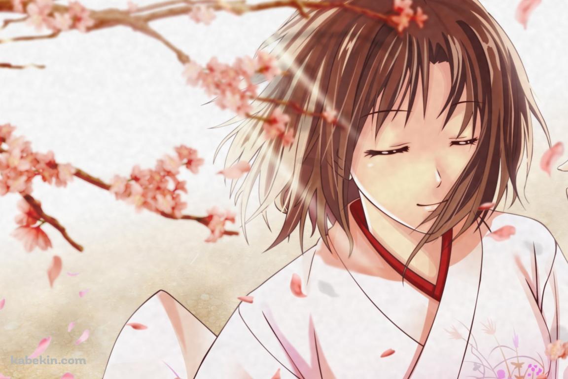 桜の花と両儀式 / 空の境界の壁紙(1152px x 768px) 高画質 PC・デスクトップ用