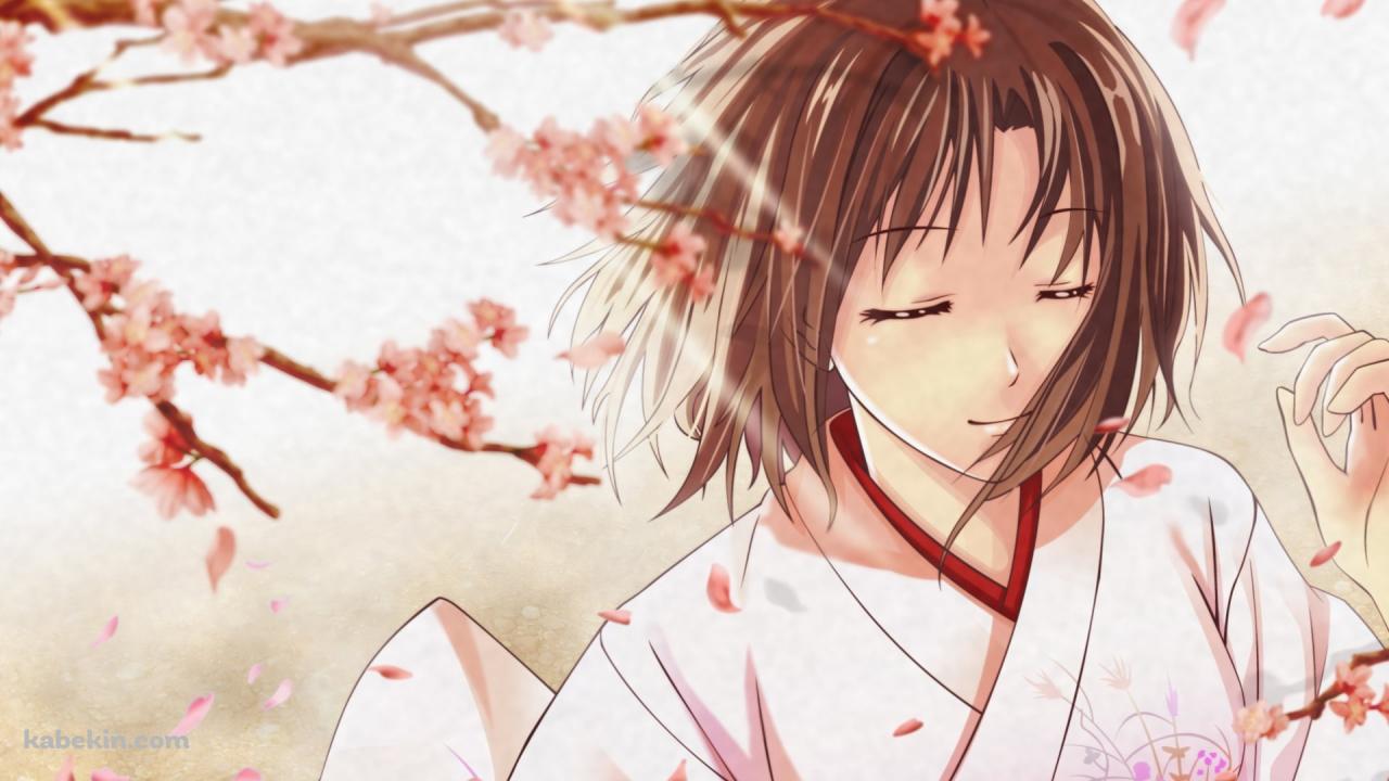 桜の花と両儀式 / 空の境界の壁紙(1280px x 720px) 高画質 PC・デスクトップ用