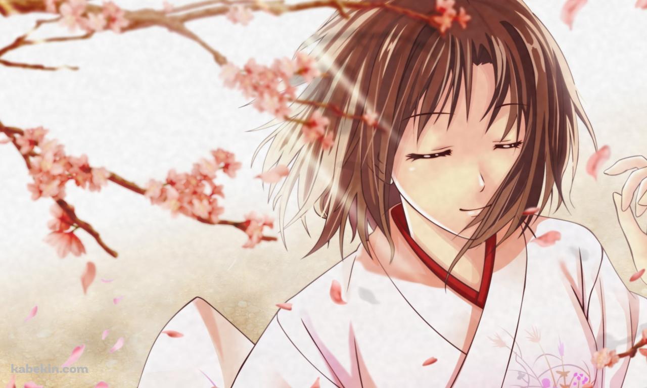 桜の花と両儀式 / 空の境界の壁紙(1280px x 768px) 高画質 PC・デスクトップ用