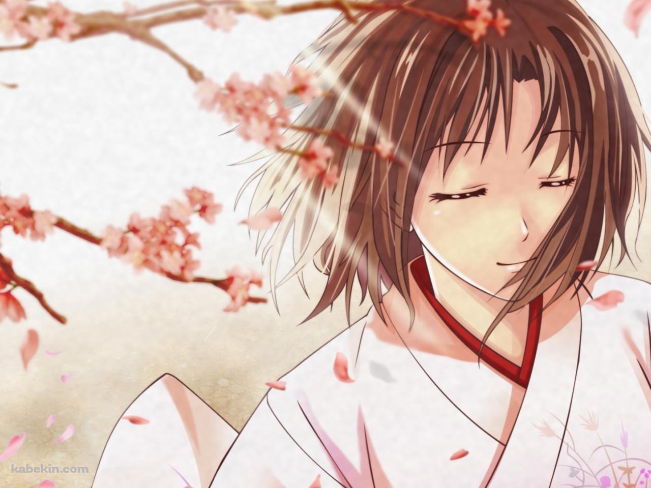 桜の花と両儀式 / 空の境界の壁紙(1280px x 960px) 高画質 PC・デスクトップ用