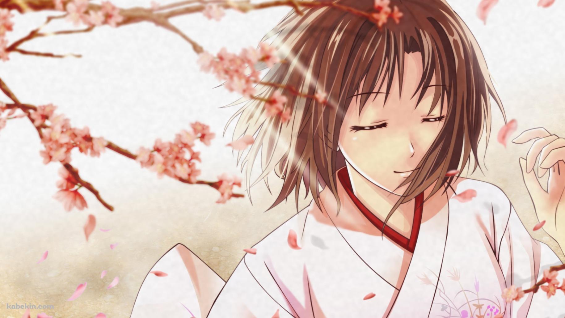 桜の花と両儀式 / 空の境界の壁紙(1829px x 1029px) 高画質 PC・デスクトップ用