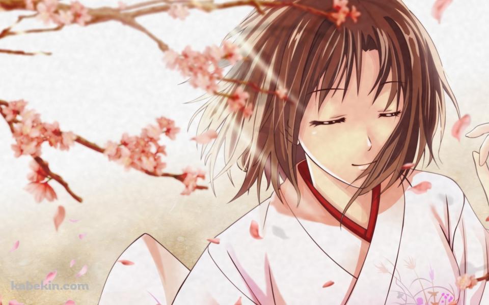 桜の花と両儀式 / 空の境界の壁紙(960px x 600px) 高画質 PC・デスクトップ用