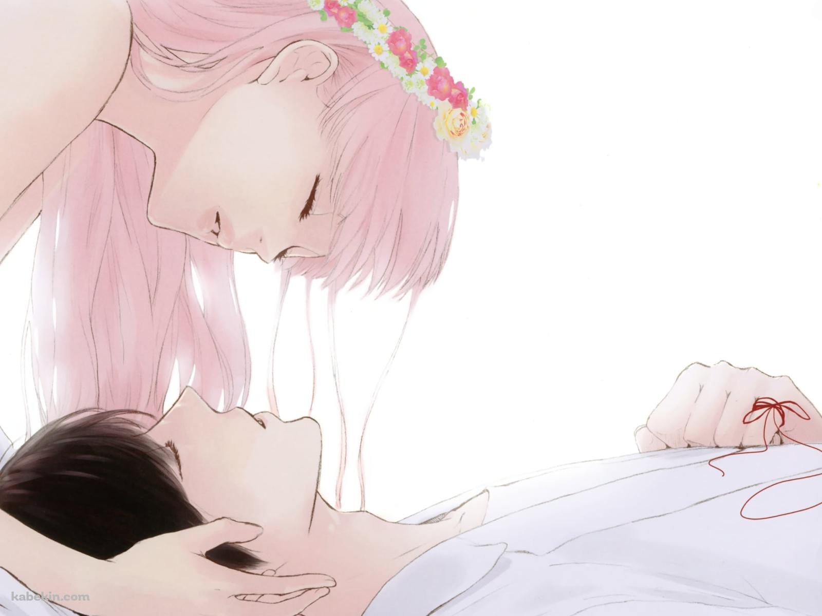 寝そべる男性の頭を持つ巡音ルカ / ボーカロイドの壁紙(1600px x 1200px) 高画質 PC・デスクトップ用
