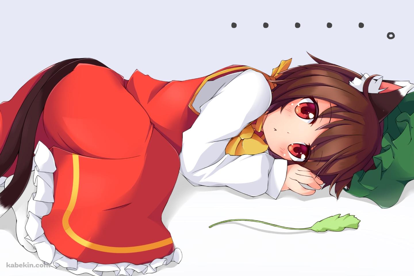 地べたに寝そべる橙 / 東方の壁紙(1440px x 960px) 高画質 PC・デスクトップ用